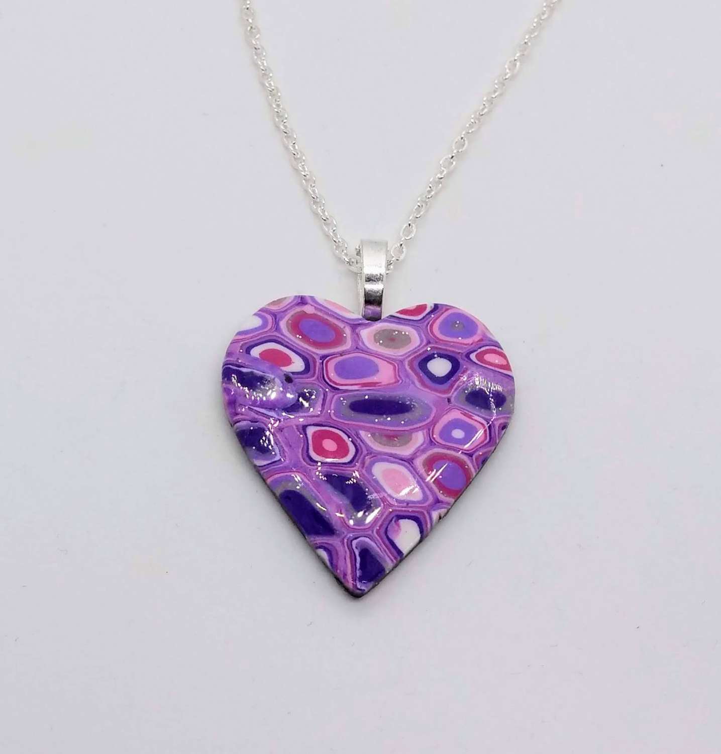Klimt inspired heart pendant in lilac, purple and pink Klimt inspired heart pendant in lilac, purple and pink