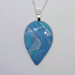 Sea shore. polymer clay teardrop pendant in seaside shades 3