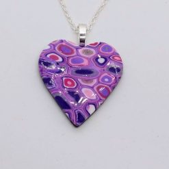 Klimt inspired heart pendant in lilac, purple and pink 2 Klimt inspired heart pendant in lilac, purple and pink 2