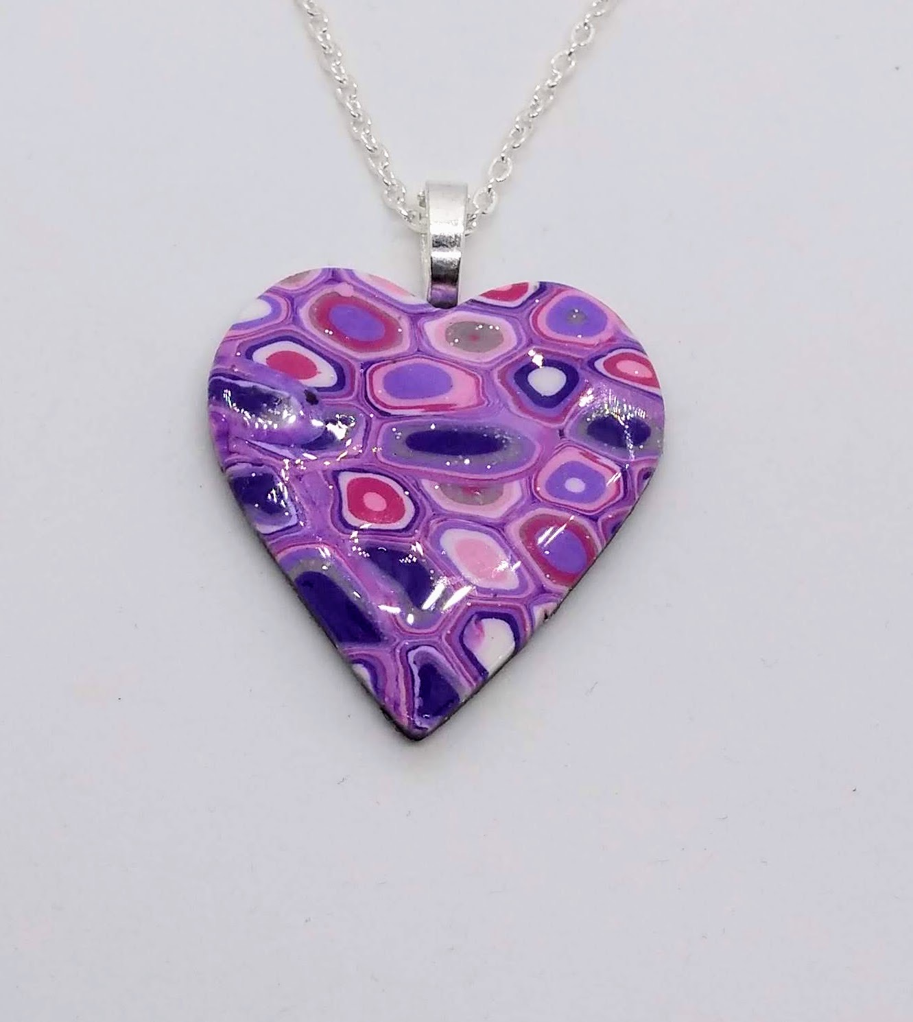 Klimt inspired heart pendant in lilac, purple and pink Klimt inspired heart pendant in lilac, purple and pink