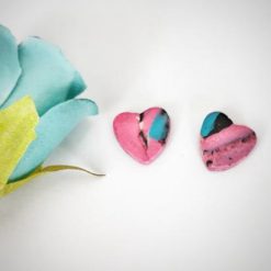 Polymer Clay Heart Studs