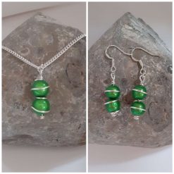 Lime Green Wrapped Jewellery Set