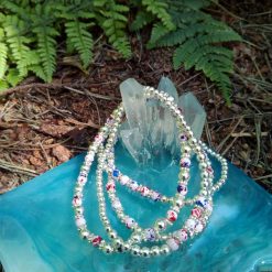 Pink splash drawbench bead bracelet