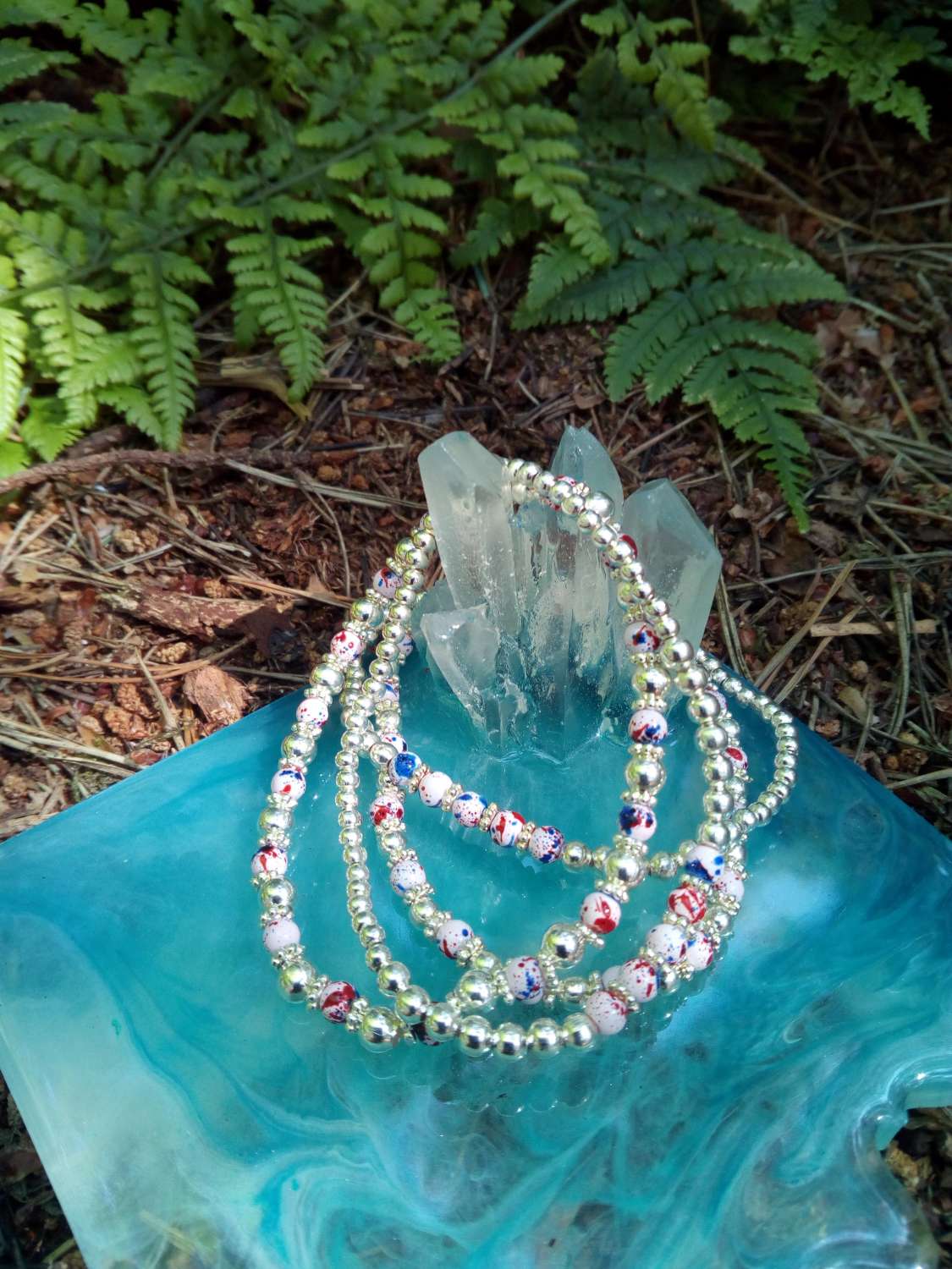 Pink splash drawbench bead bracelet Pink splash drawbench bead bracelet