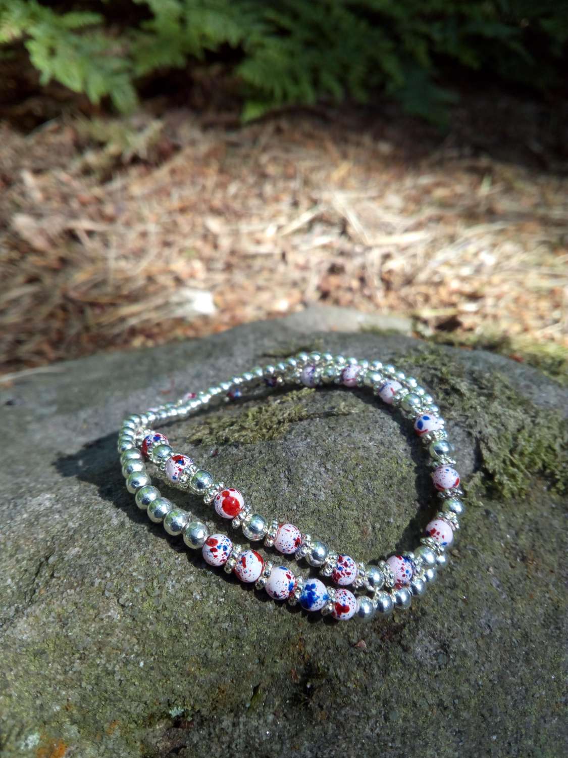 Pink splash drawbench bead bracelet Pink splash drawbench bead bracelet