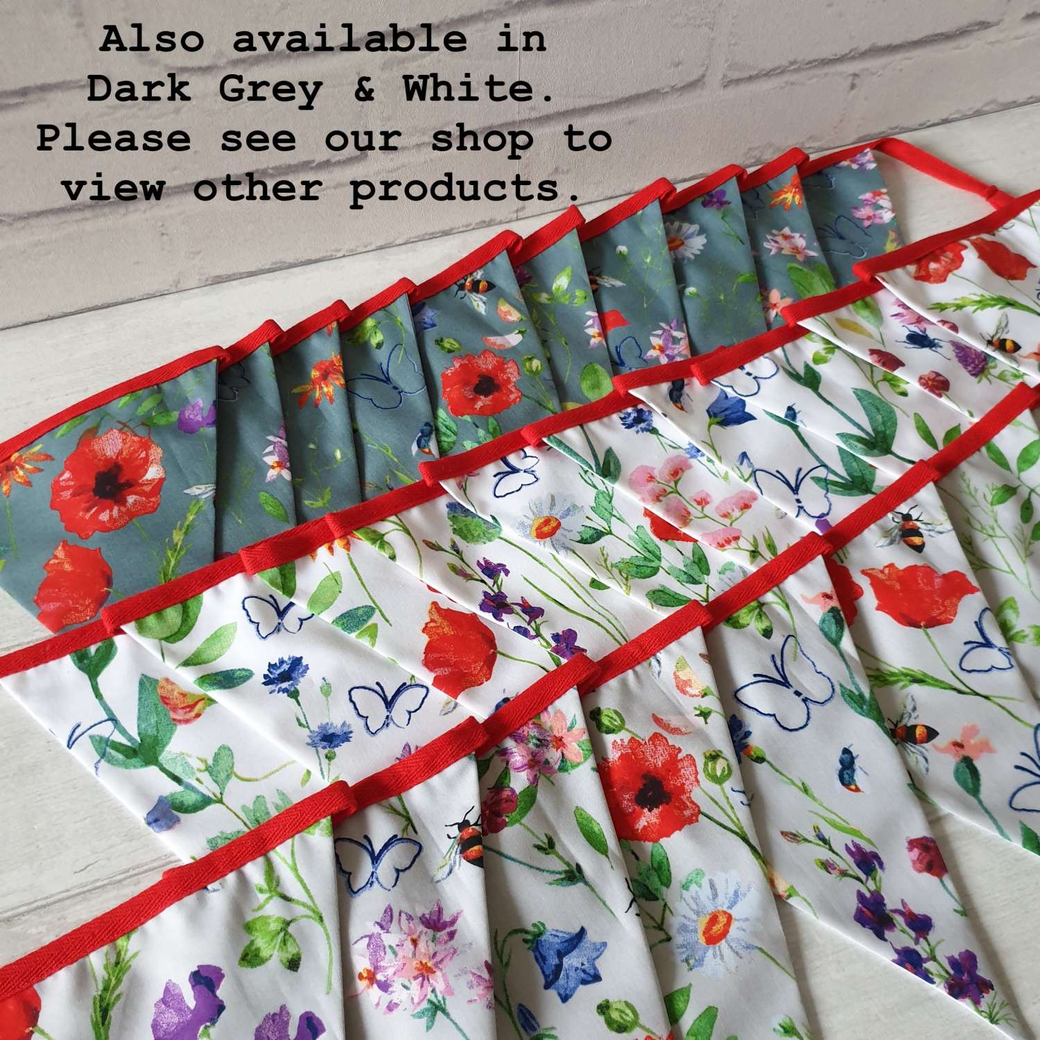 Light Grey Floral Bunting 100% cotton, Wild Flower & Insects Bunting, Floral Garland, Garden Bunting, Bee Bunting, Fabric Bunting, 10 double sided flags 2.5m Light Grey Floral Bunting 100% cotton, Wild Flower & Insects Bunting, Floral Garland, Garden Bunting, Bee Bunting, Fabric Bunting, 10 double sided flags 2.5m