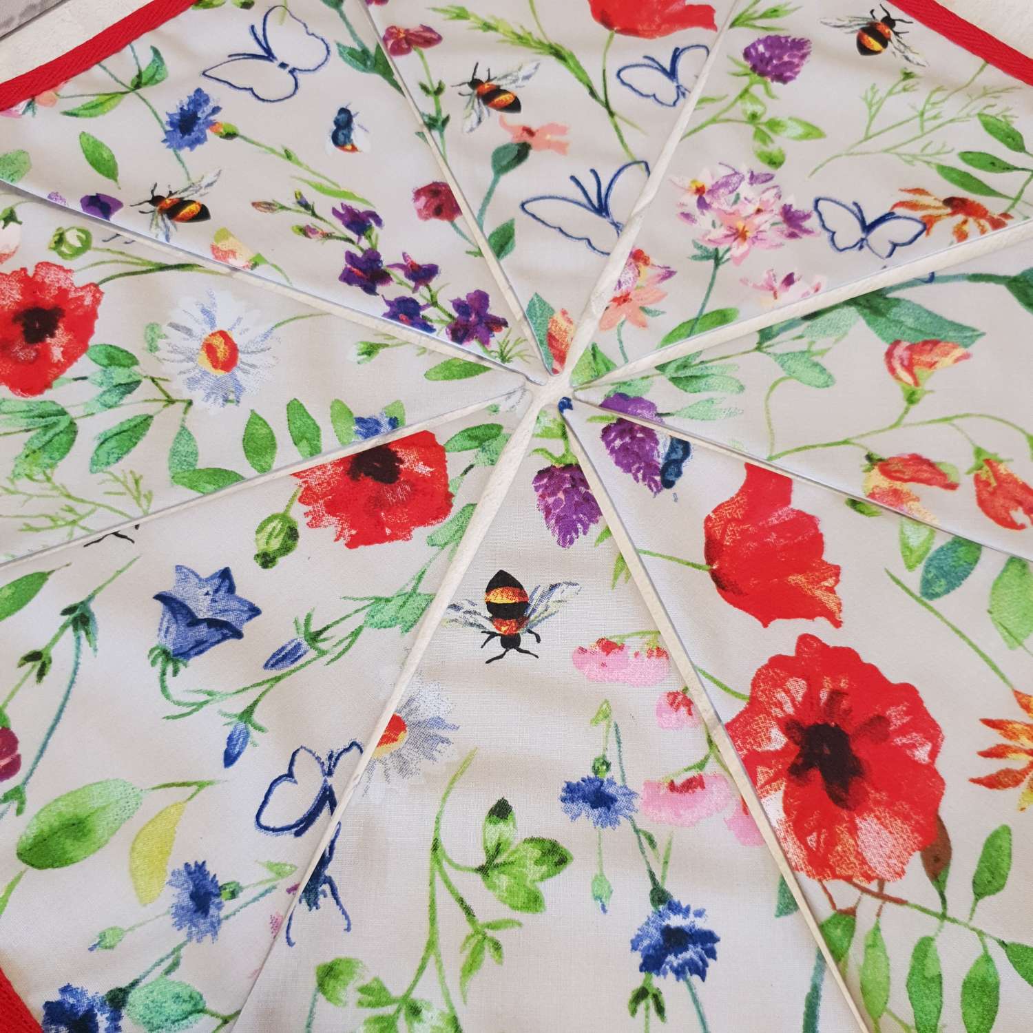 Light Grey Floral Bunting 100% cotton, Wild Flower & Insects Bunting, Floral Garland, Garden Bunting, Bee Bunting, Fabric Bunting, 10 double sided flags 2.5m Light Grey Floral Bunting 100% cotton, Wild Flower & Insects Bunting, Floral Garland, Garden Bunting, Bee Bunting, Fabric Bunting, 10 double sided flags 2.5m
