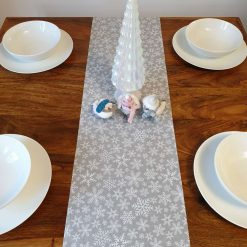 Christmas Table Runner, Christmas Bunting, Grey Snowflake Table Runner, Christmas Table Decoration 1 Christmas Table Runner, Christmas Bunting, Grey Snowflake Table Runner, Christmas Table Decoration 6