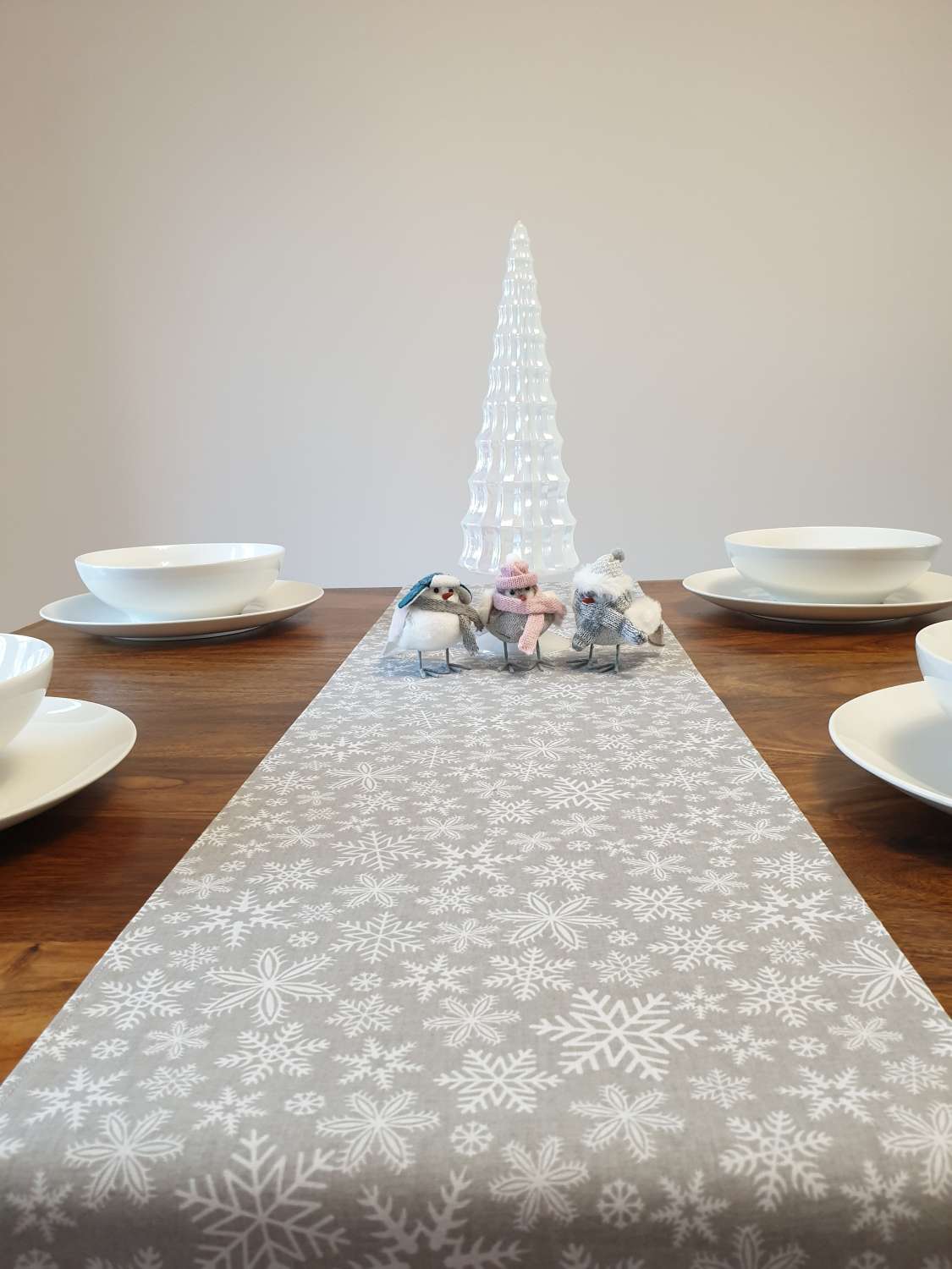 20201025_152810 Christmas Table Runner, Christmas Bunting, Grey Snowflake Table Runner, Christmas Table Decoration 5