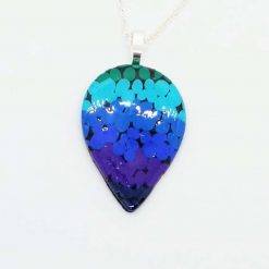 blended green, blue  and purple teardrop pendant