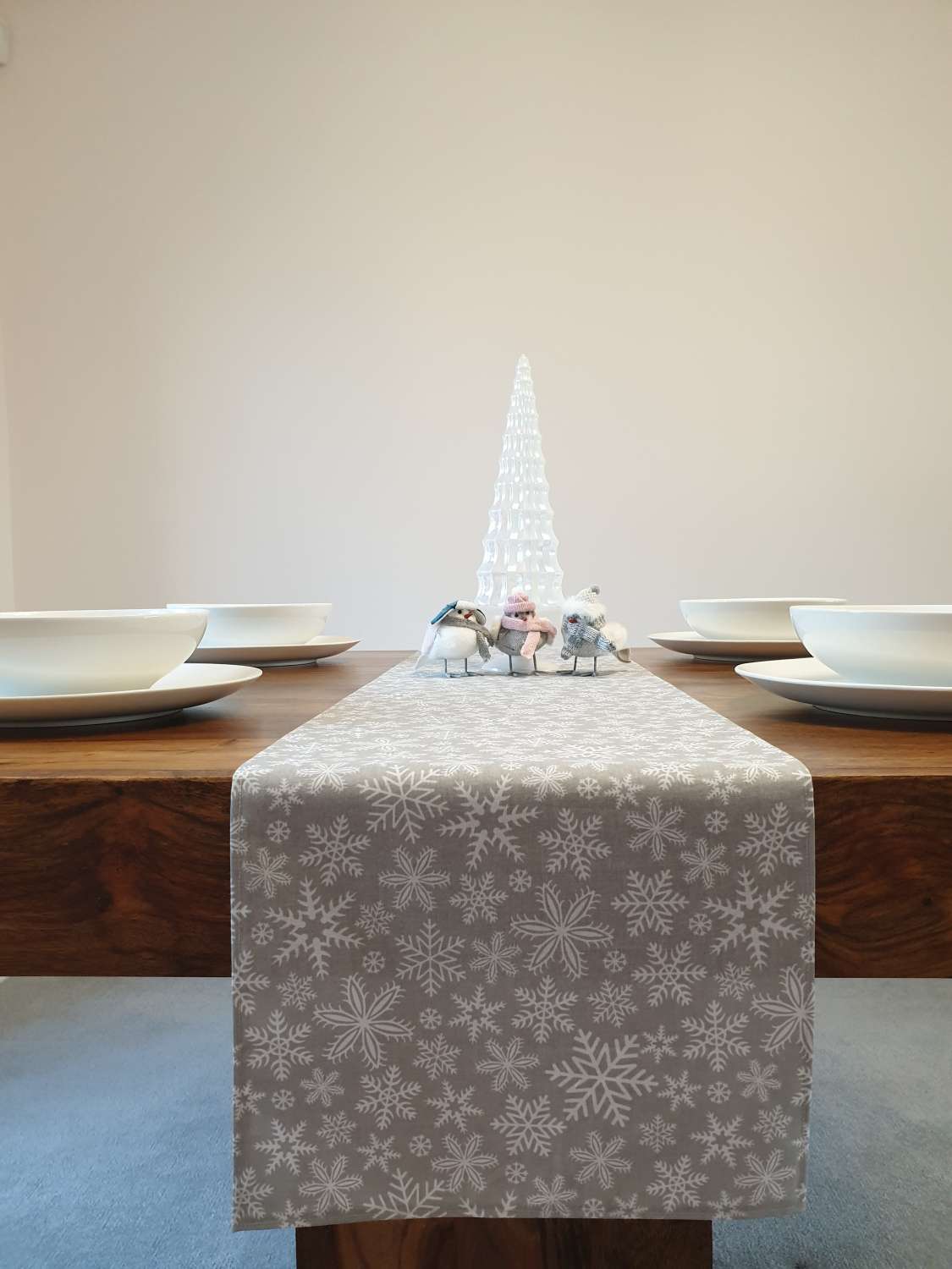 4. Christmas Table Runner, Christmas Bunting, Grey Snowflake Table Runner, Christmas Table Decoration 3