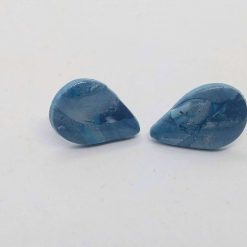 Handmade sky blue and pink polymer clay teardrop earrings
