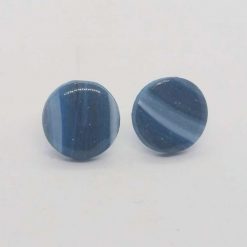 Handmade moody blue polymer clay round earrings