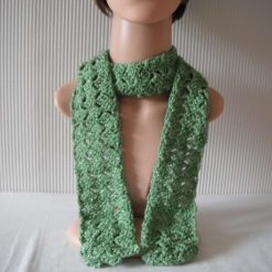 Crochet Fancy Sparkle/Green Scarf