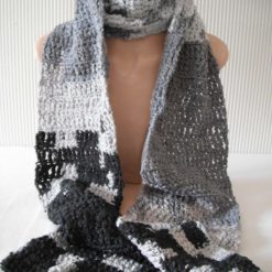 Black/Grey Crochet Scarf