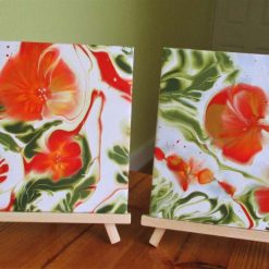 "ORANGE FANFARE"  -  A PAIR OF CERAMIC TILES