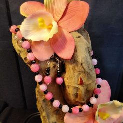 Dragon vein agate necklace and earrings