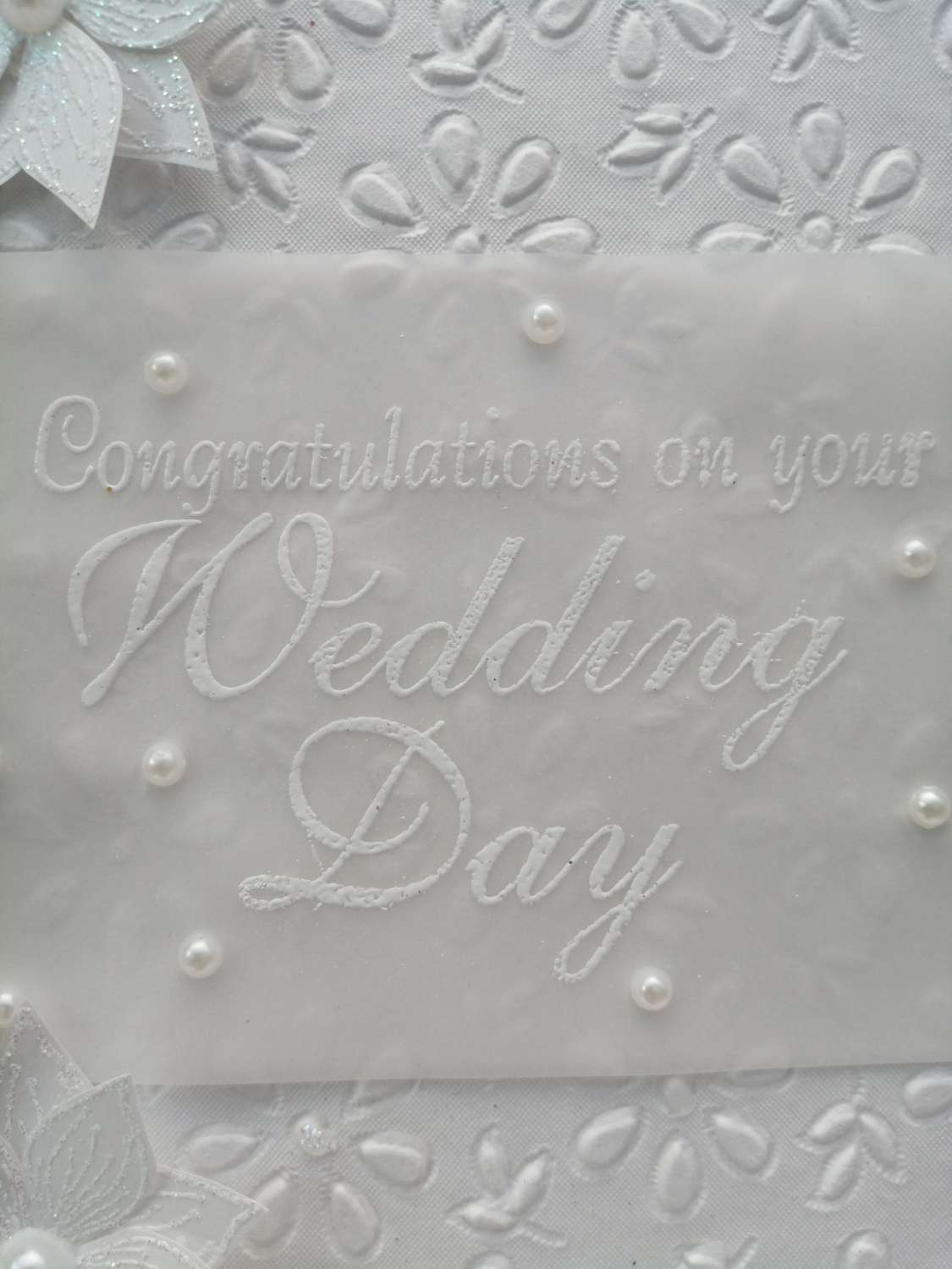 Luxury Handmade Wedding Card - White on White - Congratulations on your Wedding Day Luxury Handmade Wedding Card - White on White - Congratulations on your Wedding Day