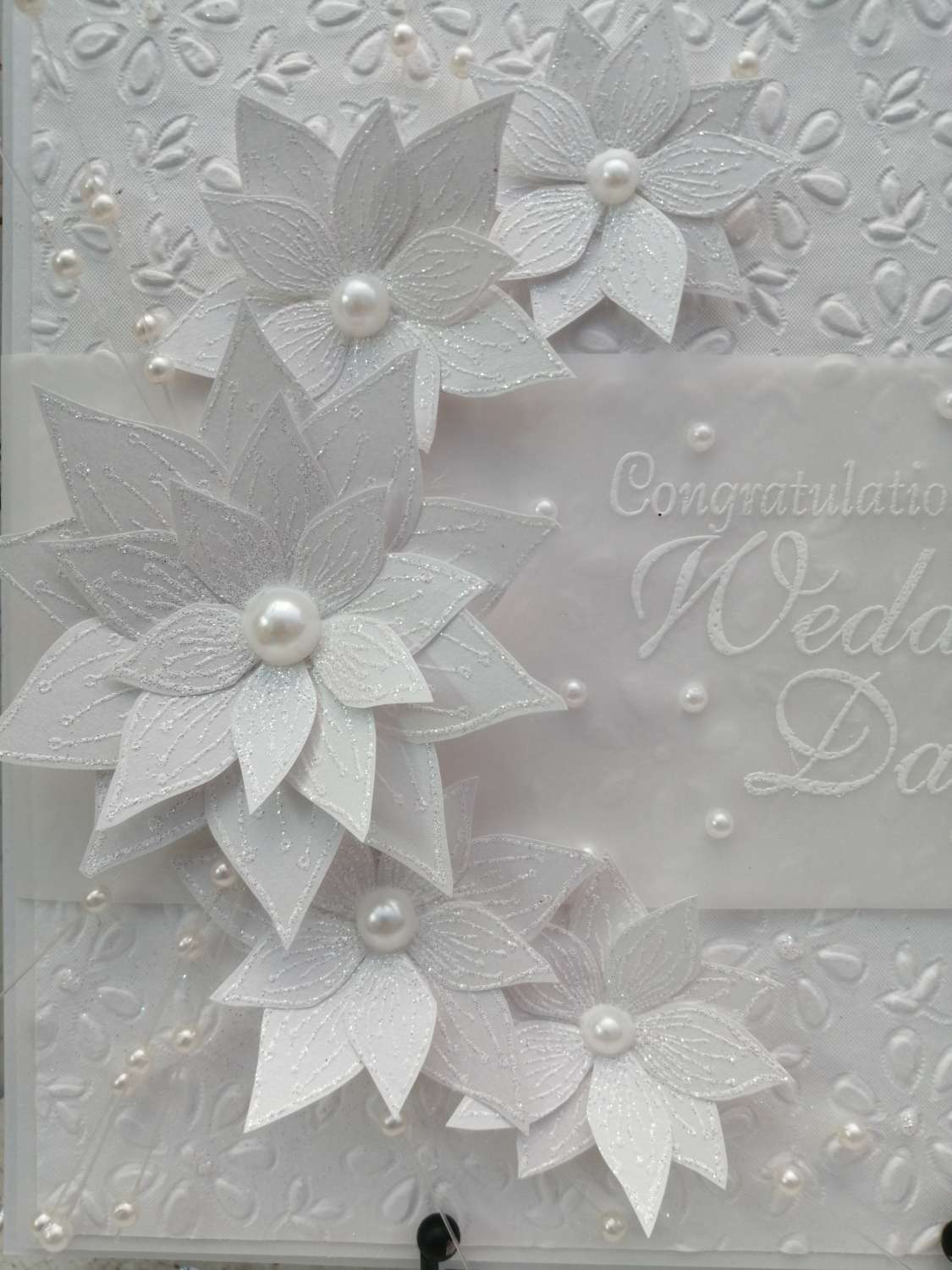 Luxury Handmade Wedding Card - White on White - Congratulations on your Wedding Day Luxury Handmade Wedding Card - White on White - Congratulations on your Wedding Day