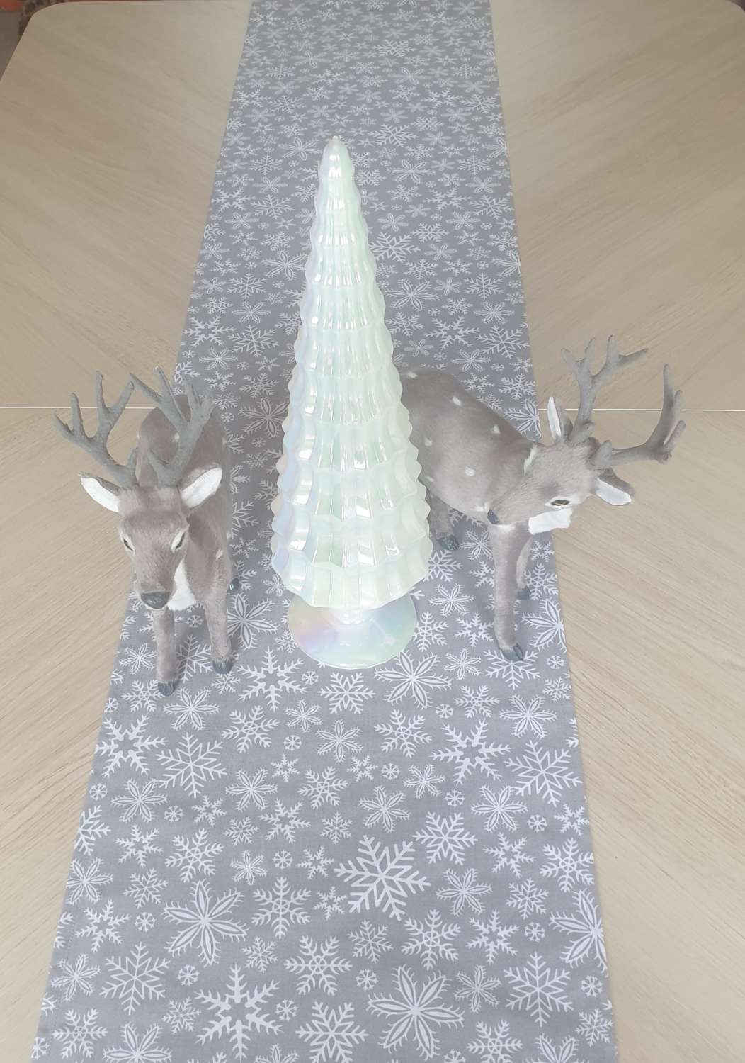 Sarah 2 Christmas Table Runner, Christmas Bunting, Grey Snowflake Table Runner, Christmas Table Decoration 4