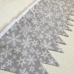 Christmas Bunting, Grey Snowflake Bunting, Double Sided Christmas Bunting, Xmas Garland, Xmas Bunting, Scandi Bunting, Christmas Decorations