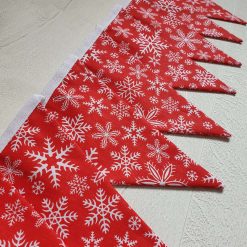 Christmas Bunting, Red Snowflake Bunting, Double Sided Christmas Bunting, Xmas Garland, Xmas Bunting, Scandi Bunting, Christmas Decorations