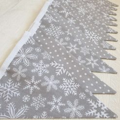 Christmas Bunting, Grey Snowflake & Dot Bunting, Double Sided Christmas Bunting, Xmas Garland, Xmas Bunting, Scandi Bunting, Christmas Decorations