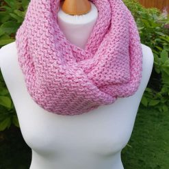 Pink recycled chunky infinity scarf