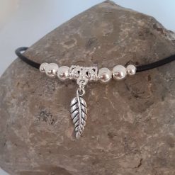 Black Leather Choker, Silver Leaf Choker 3