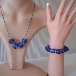 Cobalt Clear Chunky Necklace & Bracelet Set