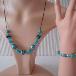 Teal & Black Necklace & Bracelet Set