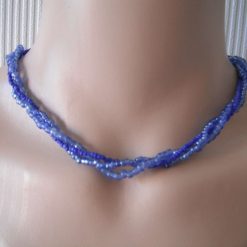 Triple Variegated Blue Beaded Necklace