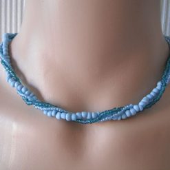 Triple Variegated Turquoise Beaded Necklace