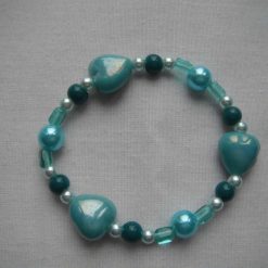 Teal & Turquoise Hearts Bracelet