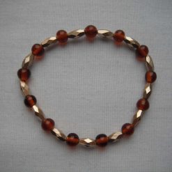 Amber & Gold Plated Bead Bracelet