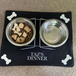 Dog / Pet Gift Black Personalised Dog or Cat Bowl Mat