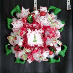 christmas stop elfing around door wreaths.