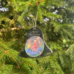 Personalised Metal Silver Photo gift Bell - Customised Both Sides - Christmas Tree 4