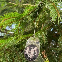 Personalised Metal Silver Photo gift Bell - Customised Both Sides - Christmas Tree 1