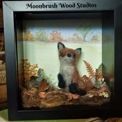 Needle Felt Fox  , Diorama, Miniature Scene, Watercolour painting, Landscape, Needle Felted Animal, Wool Sculpture, Fibre Art, Sculpture, Gift, Woodland Creature, Wildlife