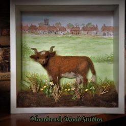 Needle Felt Cow  , Cow Diorama, Cow Art,  Miniature Scene, Watercolour painting,  Needle Felted Animal, Wool Sculpture, Fibre Art, Sculpture, Gift, Livestock , Cattle, Bull