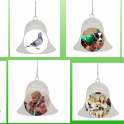 Personalised Metal Silver Photo gift Bell - Customised Both Sides - Christmas Tree 9