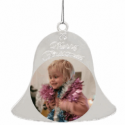 Personalised Metal Silver Photo gift Bell - Customised Both Sides - Christmas Tree 10