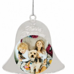 Personalised Metal Silver Photo gift Bell - Customised Both Sides - Christmas Tree 6
