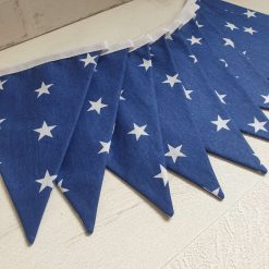 Blue & White Star Bunting, 100% cotton, Star Bunting, Blue Bunting, Boys Bunting, Party Bunting, Garland, Fabric Bunting, 10 double sided flags 2.5m