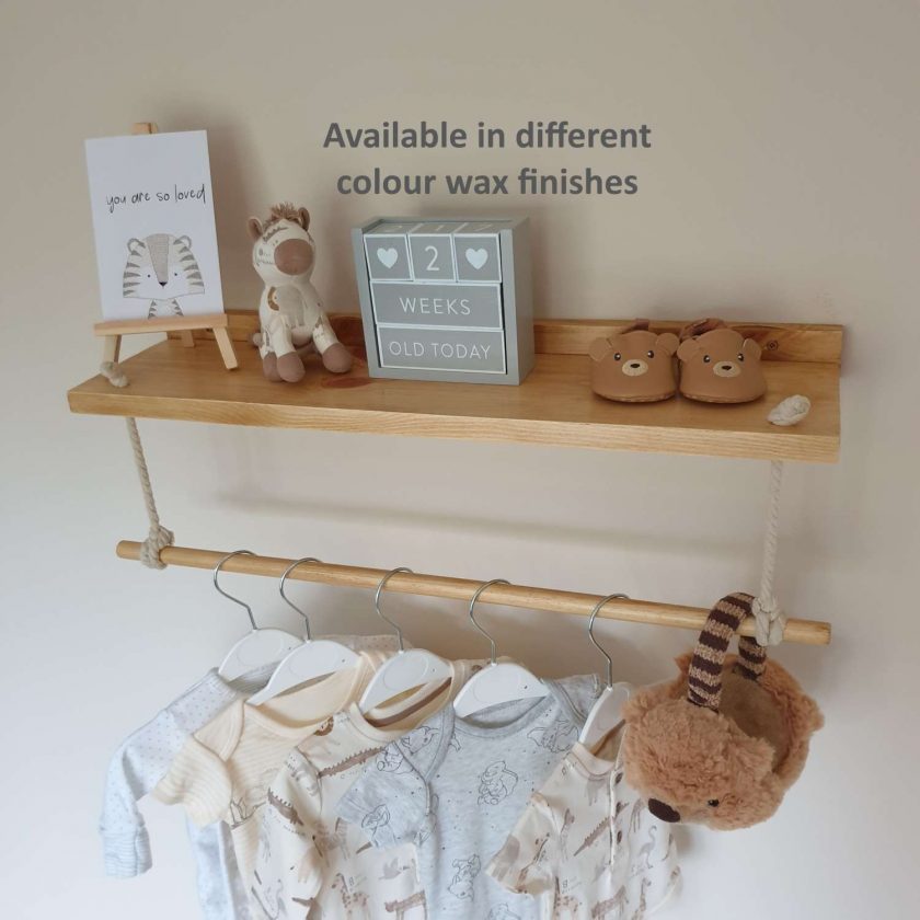 Nursery Shelf with Clothes Rail, Two Tier Shelf with Clothes Rail, Two