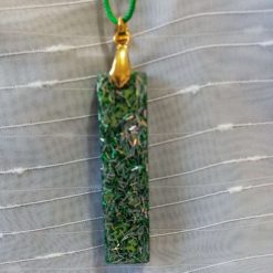 Forest Green glitter resin oblong pendant