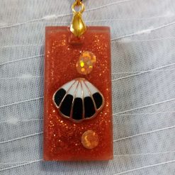 Copper Red Resin Pendant with Seashell