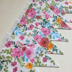 Floral Bunting 100% cotton, Flower Bunting, Floral Garland, Garden Bunting, Bright Bunting, Party Bunting, Fabric Bunting, 10 flags 2.5m 1