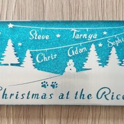 Christmas Scene Blue Tile